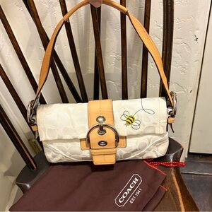 Coach Optic Silver Bumble Bee Soho Flap Shoulder Bag Limited Edition 1555